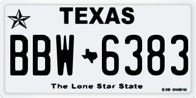 TX license plate BBW6383
