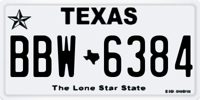 TX license plate BBW6384