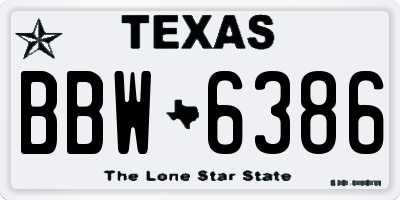 TX license plate BBW6386