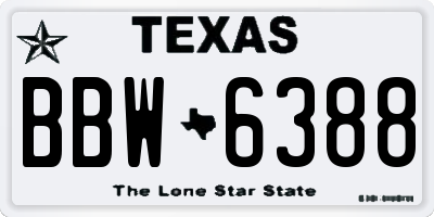 TX license plate BBW6388