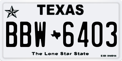 TX license plate BBW6403