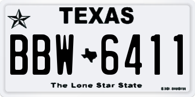 TX license plate BBW6411