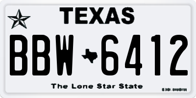 TX license plate BBW6412