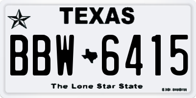 TX license plate BBW6415