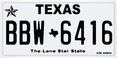 TX license plate BBW6416