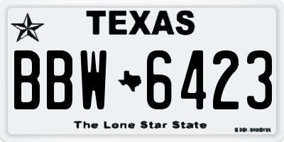 TX license plate BBW6423