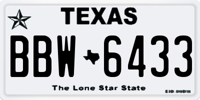 TX license plate BBW6433