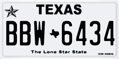TX license plate BBW6434