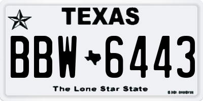 TX license plate BBW6443