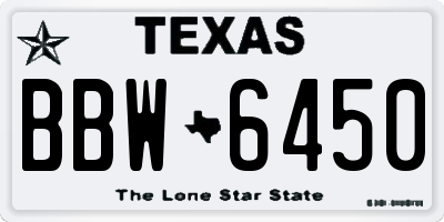TX license plate BBW6450