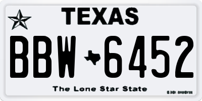 TX license plate BBW6452