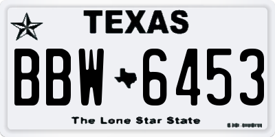 TX license plate BBW6453