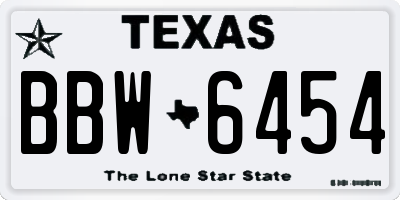 TX license plate BBW6454