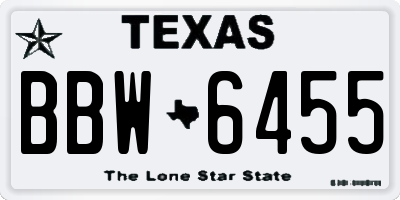 TX license plate BBW6455