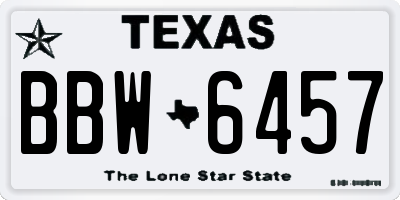TX license plate BBW6457