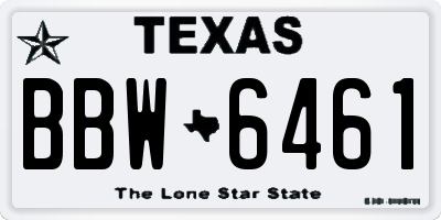 TX license plate BBW6461