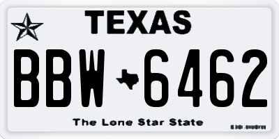 TX license plate BBW6462