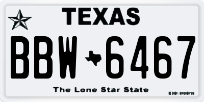 TX license plate BBW6467