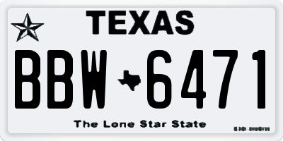 TX license plate BBW6471