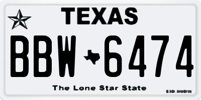 TX license plate BBW6474