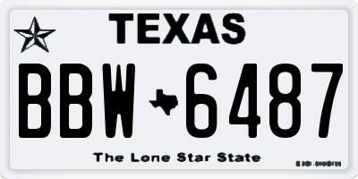 TX license plate BBW6487