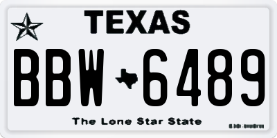 TX license plate BBW6489