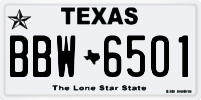 TX license plate BBW6501