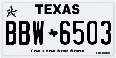TX license plate BBW6503