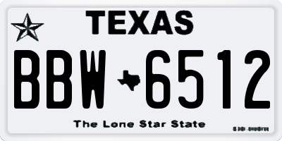 TX license plate BBW6512