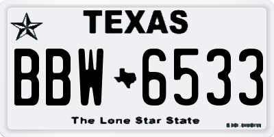TX license plate BBW6533