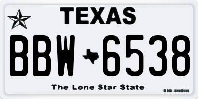 TX license plate BBW6538