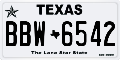 TX license plate BBW6542