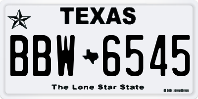 TX license plate BBW6545