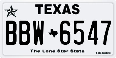 TX license plate BBW6547