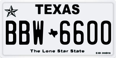 TX license plate BBW6600