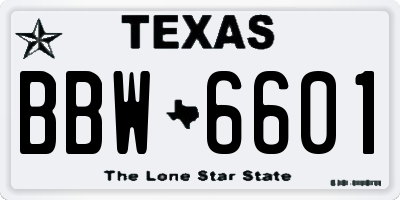 TX license plate BBW6601