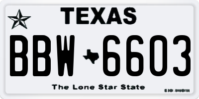 TX license plate BBW6603