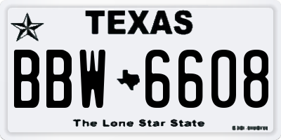 TX license plate BBW6608