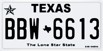 TX license plate BBW6613