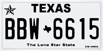 TX license plate BBW6615