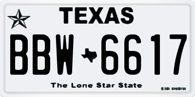 TX license plate BBW6617