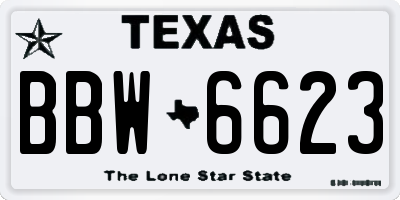 TX license plate BBW6623