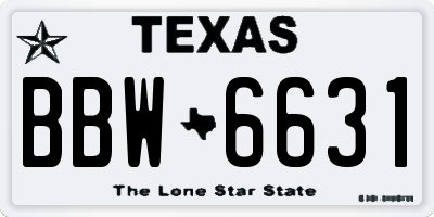 TX license plate BBW6631