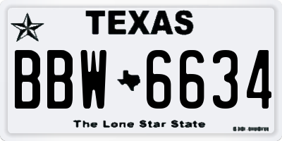 TX license plate BBW6634