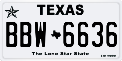 TX license plate BBW6636