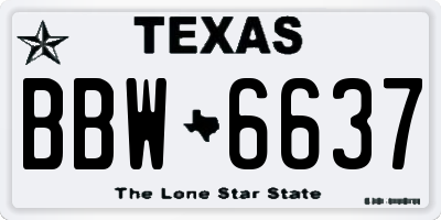 TX license plate BBW6637