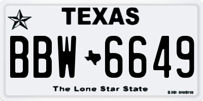 TX license plate BBW6649