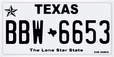 TX license plate BBW6653