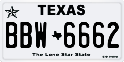 TX license plate BBW6662
