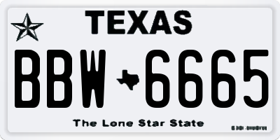 TX license plate BBW6665